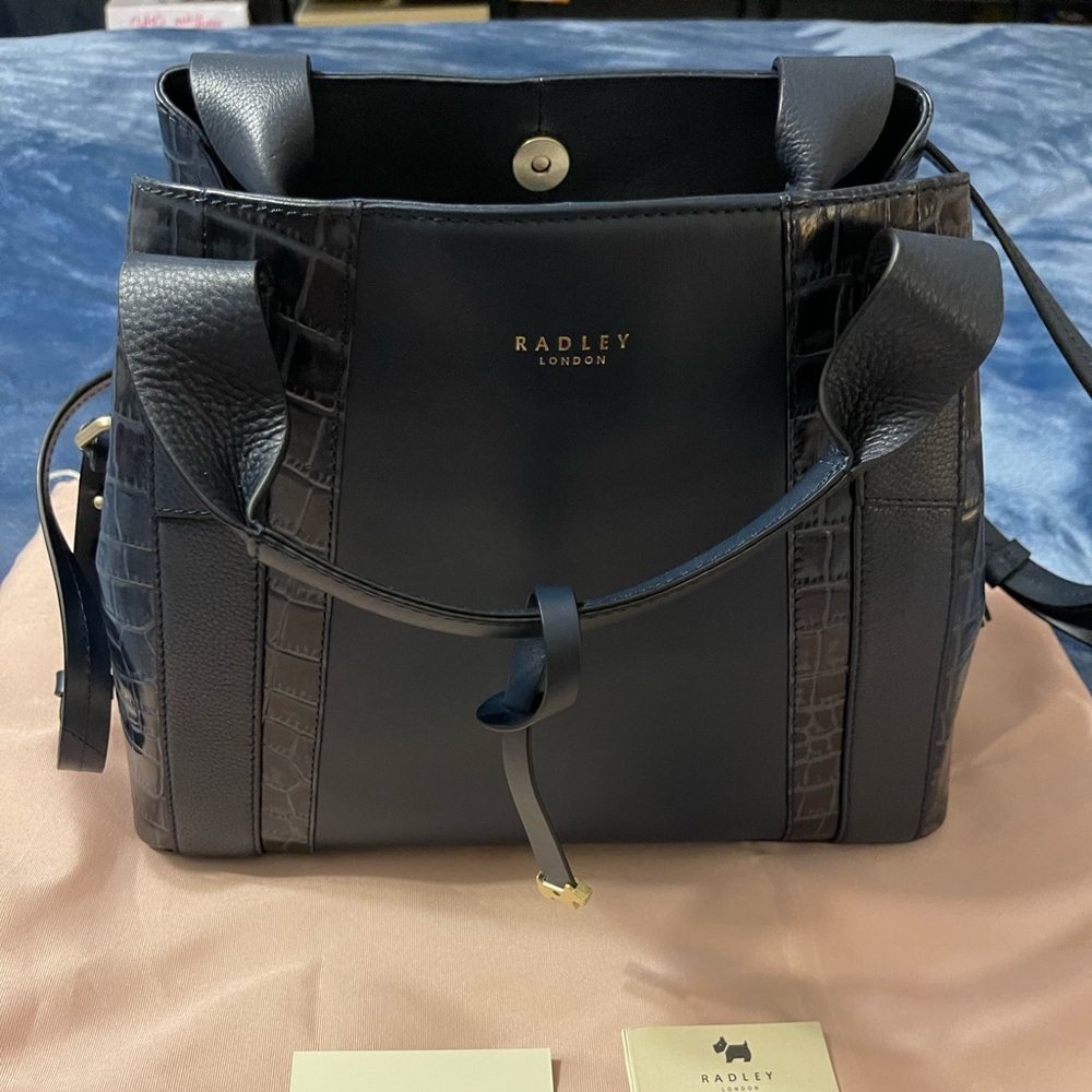 Radley London Ink Blue Croc-Embossed Leather Bag